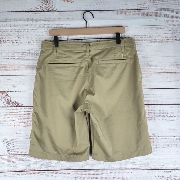 Under Armour Mens Sz 34 Golf Shorts HeatGear Loose Tan Flat Athletic 11" INS - Picture 6 of 10